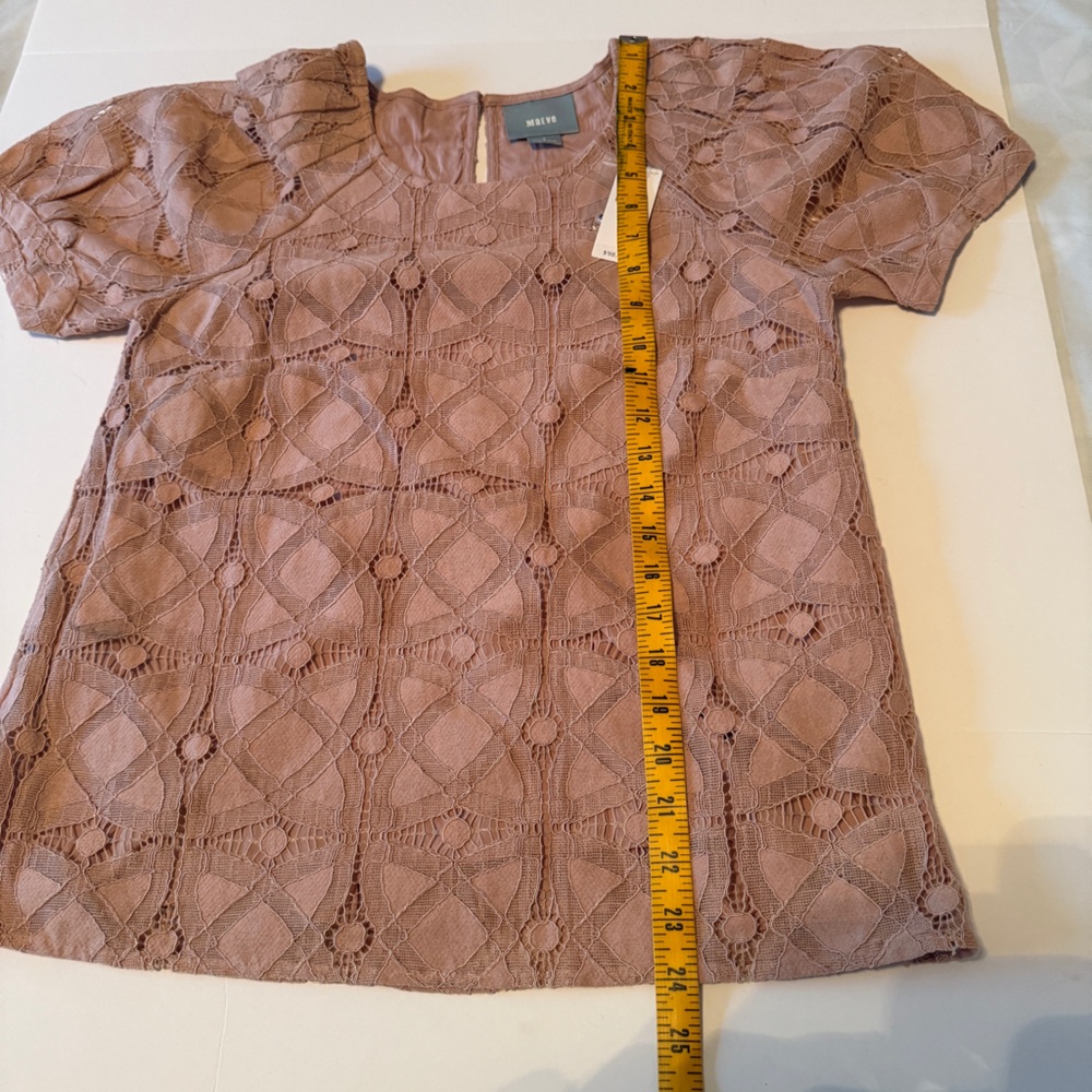 NWT MAEVE Anthropologie Top Women’s Small Short Sleeve Lace Summer Elegant - Picture 9 of 9